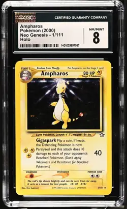 2000 POKEMON NEO GENESIS - HOLO #1/111 AMPHAROS CGC 8 - Image 1