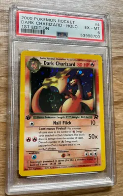 Dark Charizard Holo 1st Team Rocket #4 - 1999 Pokemon - PSA 6 - SWIRL! - Image 1
