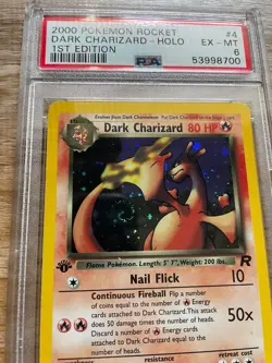 Dark Charizard Holo 1st Team Rocket #4 - 1999 Pokemon - PSA 6 - SWIRL! - Image 2
