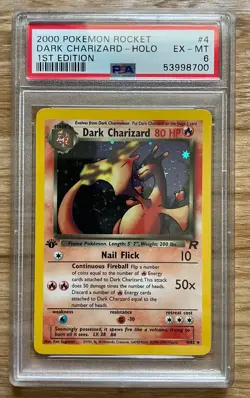 Dark Charizard Holo 1st Team Rocket #4 - 1999 Pokemon - PSA 6 - SWIRL! - Image 3