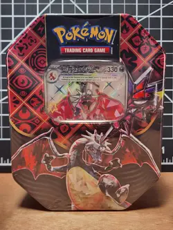 Pokemon TCG Scarlet & Violet Paldean Fates Shiny Charizard ex Tin New Sealed - Image 1