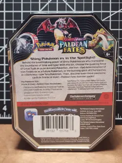 Pokemon TCG Scarlet & Violet Paldean Fates Shiny Charizard ex Tin New Sealed - Image 2