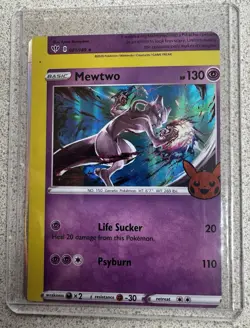 Miscut Pokemon TCG Mewtwo Trick Or Trade 056/172 2022 Holo Card - Image 1