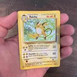 Raichu 14/62 Fossil Set Pokemon Holo WOTC Rare Vintage 1999 MP Card - Image 1