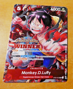 ONE PIECE ROMANCE DAWN ENGLISH CARD HOLO GAME CARTE LUFFY OP01-021 WINNER EN M - Image 1