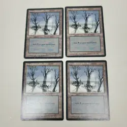 4x Snow-Covered Swamp (Ice Age, English, 1995) MTG Set of 4 LP - Image 1