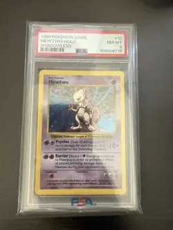 1999 Pokemon Game Mewtwo 010/102 Base Set (Shadowless) Holo PSA 8 NM-MT - Image 1