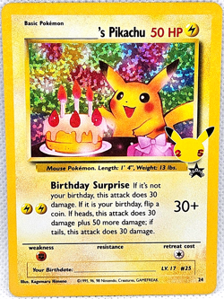 Pokemon Celebrations 25th Anniversary Birthday's Pikachu 24 Holo Near Mint - Image 1