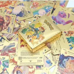 55Pcs Pokemon Card Foil GOLD PACK CARDS TCG GX Vmax GX Card - Image 1