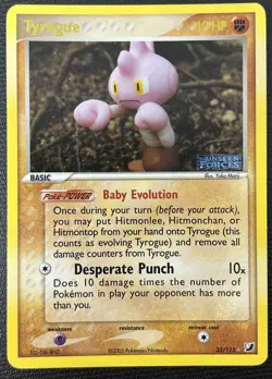 Tyrogue 33/115 EX Unseen Forces Stamped Holo Rare Pokemon Card LP - Image 1