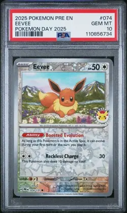 Eevee 074/131 Pokemon Day 2025 Stamped Promo Pokemon Card PSA 10 GEM MINT - Image 1