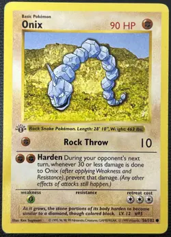 Onix 56/102 Base Set 1st Edition Shadowless Pokemon Card LP - Image 1