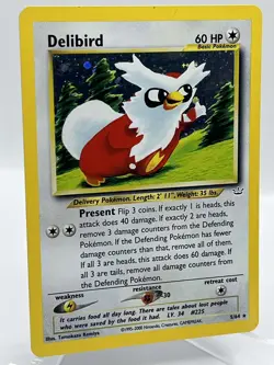 Delibird 5/64 Neo Revelation Holo rare WotC 2000 Vintage Pokemon TCG Card - Image 2