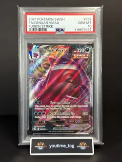 2021 Pokemon Sword & Shield Fusion Strike Fa Gengar Vmax #157 PSA 10 - Image 1