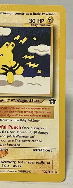 Elekid 22/111 Neo Genesis Set Rare Pokemon Card NM Vintage - Image 3