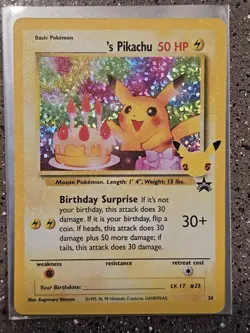 Pokemon TCG Celebrations Holo Bleed Birthday Pikachu Card. NM. See Video* - Image 1
