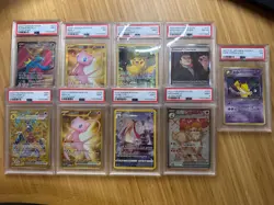 Pokemon TCG PSA Graded Card Lot of 9 Giovanni's Charisma Mew Pikachu Garchomp - Image 1