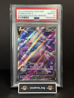 2022 Pokemon Swsh BSP Fa Pokemon Go Elite Trnr.Bx. Mewtwo V #229 PSA 10 - Image 1