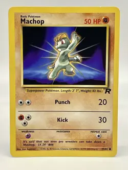 Machop 59/82 Team Rocket Non Holo Pokemon TCG Unlimited Vintage 2000 WOTC MP/LP - Image 1