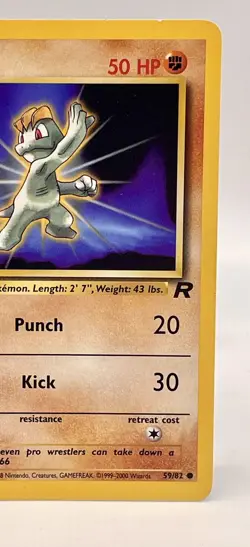 Machop 59/82 Team Rocket Non Holo Pokemon TCG Unlimited Vintage 2000 WOTC MP/LP - Image 3