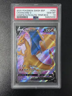 2020 Pokemon Swsh Black Star Promo Charizard V #050 ETB Promo PSA 10 - Image 1