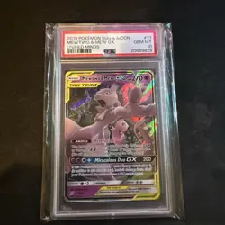 2019 POKEMON SUN & MOON UNIFIED MINDS #71 MEWTWO & MEW GX PSA 10 - Image 1