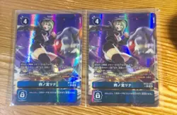 Scratched Digimon Card Game Shinomiya Rina R 2-Card Set Parallel - Image 1