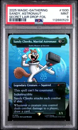 2025 MTG SECRET LAIR X SPONGEBOB 1930 SANDY CHEEKS FOIL PSA 9 MINT - Image 1