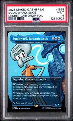 2025 MTG SECRET LAIR X SPONGEBOB 1928 SQUIDWARD, SARCASTIC SNOB FOIL PSA 9 MINT - Image 1