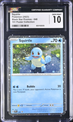 2023 POKEMON SVP EN-SV BLACK STAR PROMO 151 POSTER COLL #048 SQUIRTLE CGC 10 - Image 1