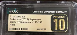 2023 JAPANESE POKEMON SHINY TREASURE EX 115/190 HOLO CGC 10 BLACK CHARIZARD EX - Image 3