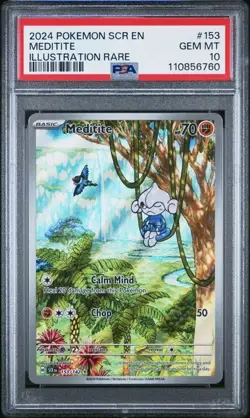 PSA 10 Meditite 153/142 Illustration Rare Stellar Crown GEM MINT Pokemon TCG - Image 1