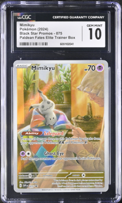CGC 10 Mimikyu Black Star Promo 075 Paldean Fates ETB Pokemon Card - Image 1