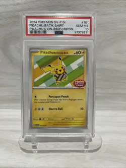 Pokemon Card PSA 10 Pikachu Berkemeja Barik 101/SV-P Promo 2024 IDN.JRNY.CMPGN - Image 1