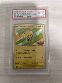 Pokemon Card PSA 10 Pikachu Berkemeja Barik 101/SV-P Promo 2024 IDN.JRNY.CMPGN - Image 3