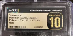 Venusaur ex 003/165 Pokemon 151 CGC 10 Pristine Holo Japanese Card Pristine 10 - Image 3