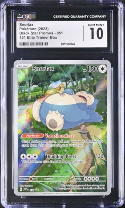 2023 Pokemon Snorlax 051 Scarlet & Violet 151 ETB Promo Cards Holo CGC 10 - Image 1