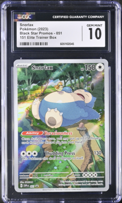 2023 Pokemon Snorlax 051 Scarlet & Violet 151 ETB Promo Cards Holo CGC 10 - Image 1