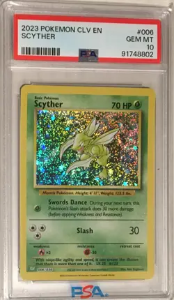 2023 Pokemon Trading Card Game Classic Collection PSA 10 Scyther Holo #006 CLV - Image 1