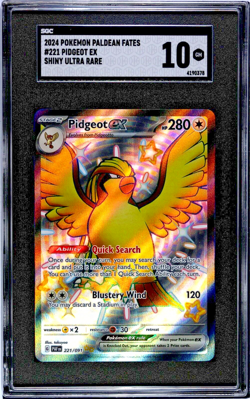 SGC 10 GM 2024 Pidgeot ex Shiny Ultra Rare Paldean Fates Pokemon Card #221/091 - Image 1