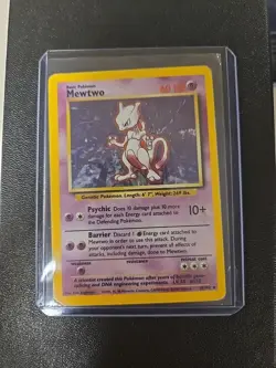 Pokemon Mewtwo Card 10/102 Holo Base Set Moderately Played - Image 1