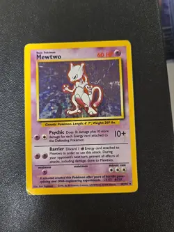 Pokemon Mewtwo Card 10/102 Holo Base Set Moderately Played - Image 2