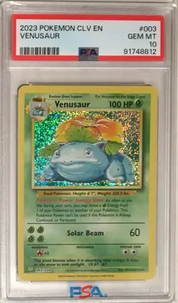 2023 Pokemon Trading Card Game Classic Collection PSA 10 Venusaur Holo #003 CLV - Image 1