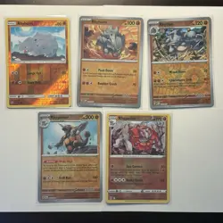 Rhyhorn Rhydon Rhyperior Pokemon Card Lot - X5 Unique REV HOLOS - A93 - Image 1
