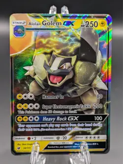 Pokemon Card Alolan Golem GX 34/111 Crimson Invasion Full Art 2017 - Image 1