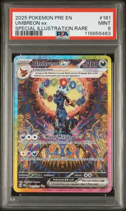 Pokemon 2025 Pre-EN Umbreon EX Special Illustration Rare Card #161 Mint PSA 9 - Image 1