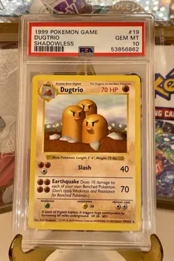 Pokemon Dugtrio Base Set Shadowless Rare #19 PSA 10 Gem Mint - Image 1