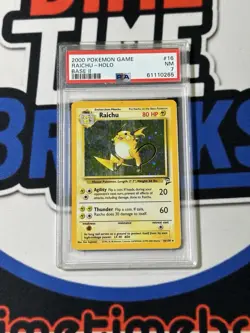 PSA 7 Near Mint Raichu HOLO Pokemon Base Set 2 II WOTC 2000 - Image 1