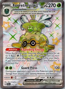 Forretress ex - 212/091 Pokemon TCG SV: Paldean Fates Shiny Ultra Rare NM - Image 1