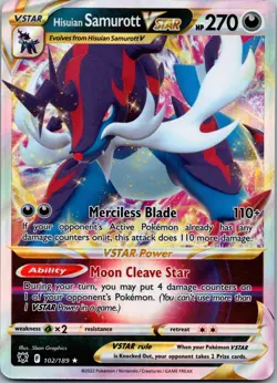 Hisuian Samurott VSTAR 102/189 Pokemon TCG SWSH10: Astral Radiance Ultra Rare NM - Image 1